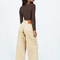 Adrianne Wide Leg Cargo Jeans Stone