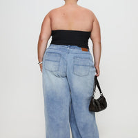 Naylor Mid Rise Wide Leg Jeans Light Wash Denim Curve
