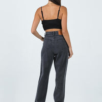 Emmette High Waisted Mom Jean Washed Black