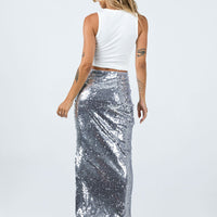 Alyce Maxi Skirt Silver