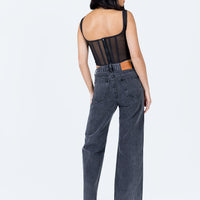 Arlington High Rise Straight Leg Denim Jeans Black