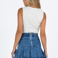 Rescue Me Pleat Mini Skirt Denim