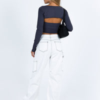 Miami Vice Mid Rise Straight Leg Cargo Pants White