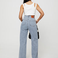 Nicolo High Rise Straight Leg Jeans Light Blue Wash