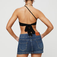 Faya Low Rise Mini Denim Skirt Vintage Dark Wash Tall