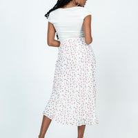 Mabel Midi Skirt White Floral