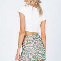 Syrah Wrap Mesh Mini Skirt Green