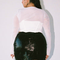 Leila Mini Skirt Black Croc Curve