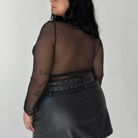 Torridon Eyelet Belt Faux Leather Mini Skirt Black Curve