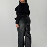 Torridon Eyelet Belt Faux Leather Pants Black Curve