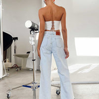 Tarshy Mid Rise Acid Straight Leg Jean Denim