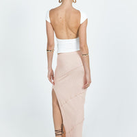 Oscar Split Maxi Skirt Beige