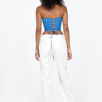 Paige Mid Rise Cargo Jean White