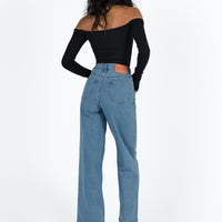 Booran Wide Leg Mid Wash Denim Jean