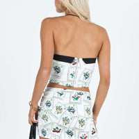 Cazale Mini Skirt Postcards White