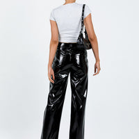 Renni Low Rise Vinyl Pants Black