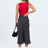 Mabel Midi Skirt Black Polka Dot