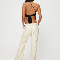 Yarella Mid Rise PU Pants Ivory
