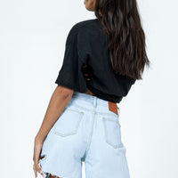 Charlton Rip Denim Shorts Denim Light Wash