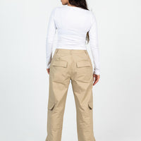 Luna Mid Rise Cargo Pants Beige Petite