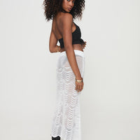 Kastio Crochet Midi Skirt White