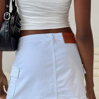 Grishea Low Rise Denim Skirt White