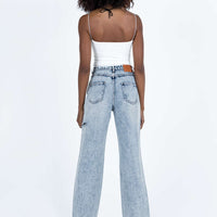 Johnston Wide Leg Jeans Mid Wash Blue