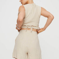 Bellair Linen Blend Shorts Beige