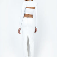 Echo Low Waist Knitted Maxi Skirt White