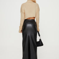 Giacini Faux Leather Maxi Skirt Black