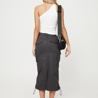 Bellows Cargo Midi Skirt Washed Black