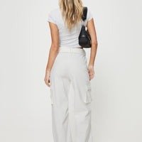 Aidane Cord Cargo Pants White