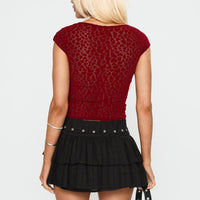 Fire Sign Studded Tiered Mini Skirt Black