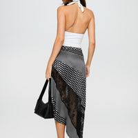 Midnight Memories Asymmetrical Midi Skirt Black Multi