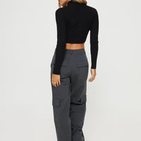 Luna Mid Rise Cargo Pants Charcoal