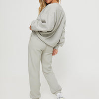 Princess Polly Track Pants Bubble Text Grey / Cloud White