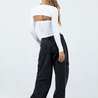 Adrianne Wide Leg Cargo Jeans Black