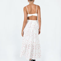 Athena Maxi Skirt White / Pink Floral