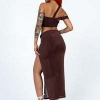 Paisley Midi Skirt Brown