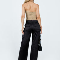 Zora Satin Cargo Pant Black