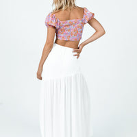 Chels Asymmetric Maxi Skirt White