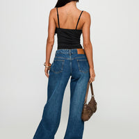 Duster Mid Rise Baggy Jeans Dark Wash