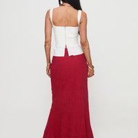 Raven Mid Rise Maxi Skirt Red