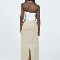 Giddings Cargo Maxi Skirt Beige