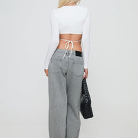 Ellanor Low Rise Slouch Denim Jeans Washed Grey Petite