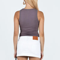 Faya Low Rise Denim Mini Skirt White