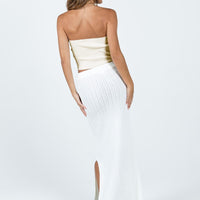 Santorini Knit Maxi Skirt White