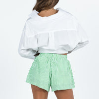 Beach House Shorts Green Stripe