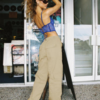 Luna Mid Rise Cargo Pants Beige