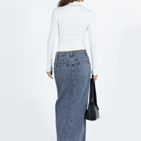 Barbara Split Midi Skirt Faded Denim